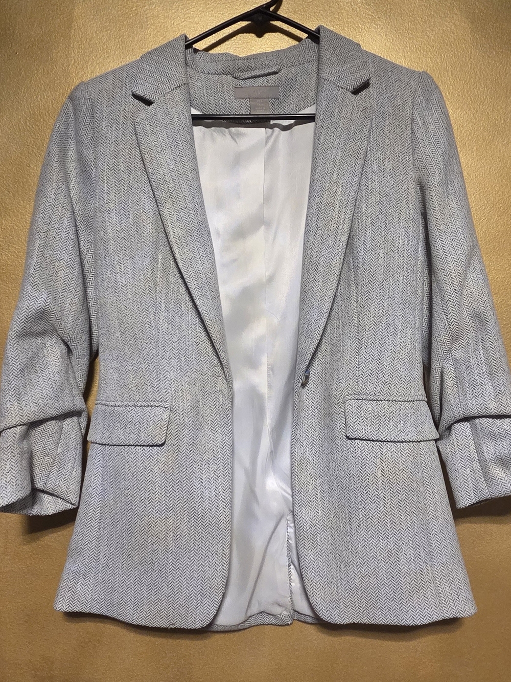 H&M Womens Herringbone Gray Sweater - Classic Crew Size 2